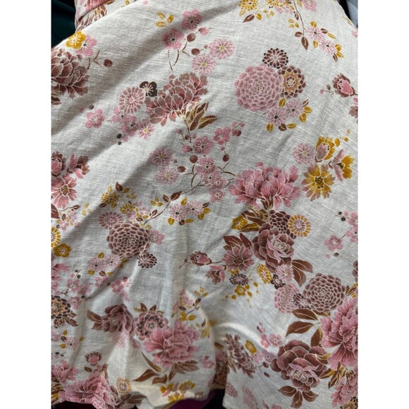 F21 Floral Linen Mini Sundress with Ruffle Trap Sleeves and Bow Tie Back size XL - Picture 4 of 8